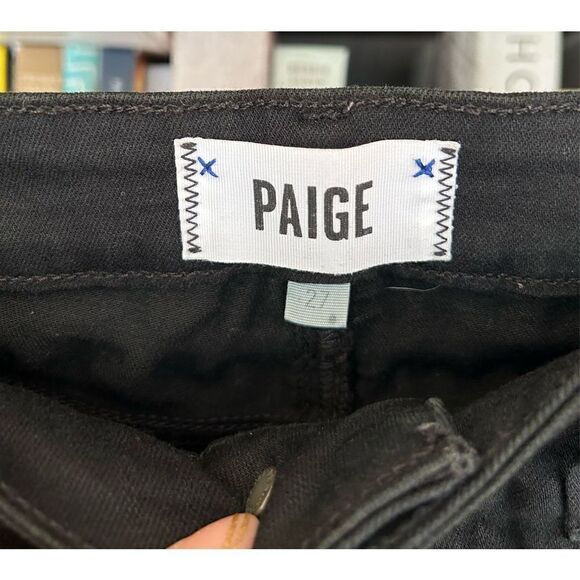 Paige Verdugo Ankle Distressed Raw Hem Jean In Black Size 27 - Picture 5 of 9